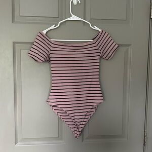 Charlotte Russe Pink and Navy Bodysuit